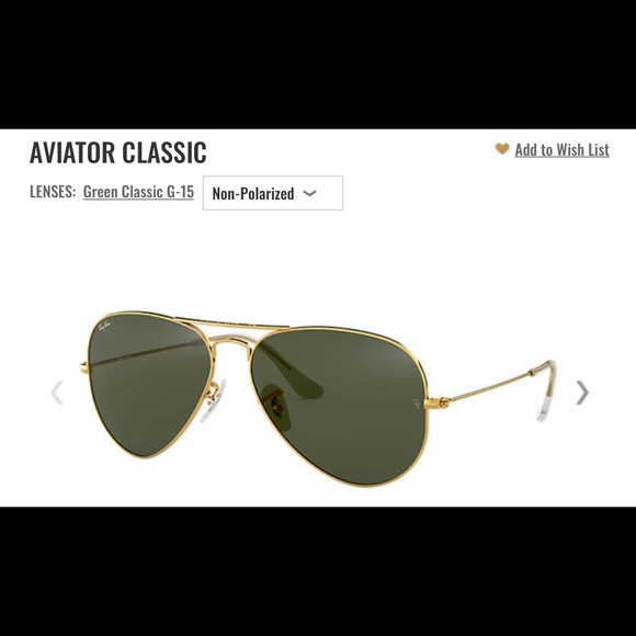 Ray-Ban Accessories - RayBan Green Classic Aviator
